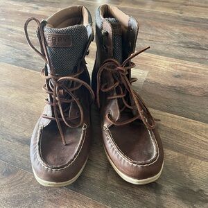 Sperry Bayfish Brown Leather Boots Women's Sz 9